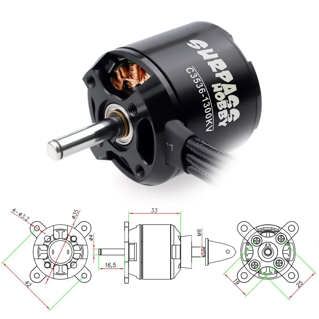 SURPASS HOBBY 3536 Outrunner Brushless Motor W/ 50A ESC Combo Program Card for RC Fixed-wing Airplane Aircraft Glider Warbirds