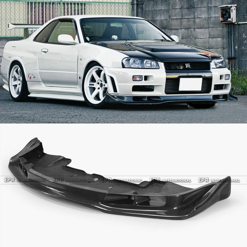 

For Nissan Skyline R34 GTR AutoSelect Front Lip w/ Undertray - Carbon Fiber Splitter 1999-2002