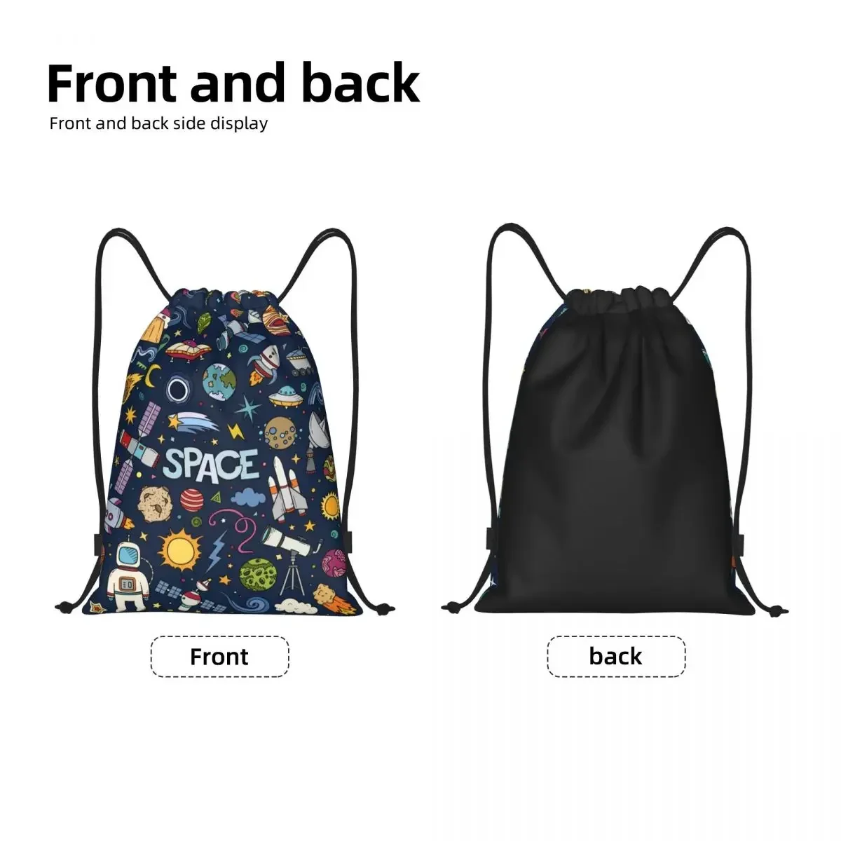 Custom Space Universe Sun Planet Drawstring Bags Men Women Lightweight Astronaut Spaceship Sports Gym Storage Backpack