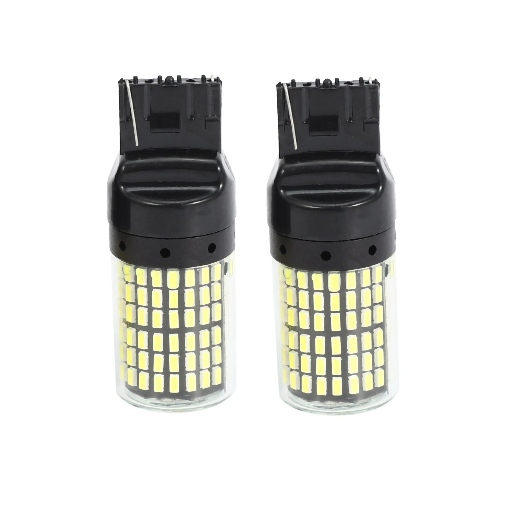 LICE-6Pcs Super Bright Canbus T20 7440 W21W Wy21w 144-Smd عكس الضوء بدوره مصباح إشارة قذيفة سوداء (الضوء الأبيض)