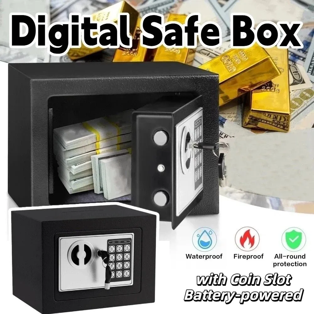 

Противоугонная копилка с ключом, замок с паролем, небольшой цифровой сейф, бытовой со слотом для монет, электронная копилка