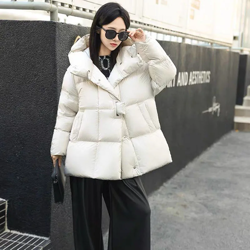 2024 Winter New Down Cotton-Padded Jacket Senior Hooded Thick Medium Long Fashion Down Cotton-Padded Jacket Warm Loose Puff Coat