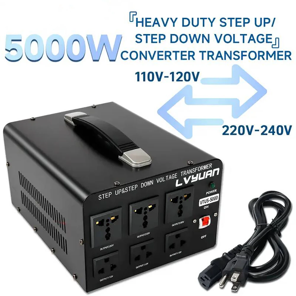 

Homeuse Step Up Down Transformer 500VA-5000VA Heavy Duty Voltage Converter With US UK AU And EU Socket 5V USB Port CE DIY