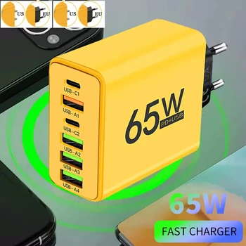 65W USB PD şarj 3.0 fişler limanlar hızlı hızlı şarj şarj cep telefonu tipi C duvar adaptörü iPhone Xiaomi Samsung Huawei