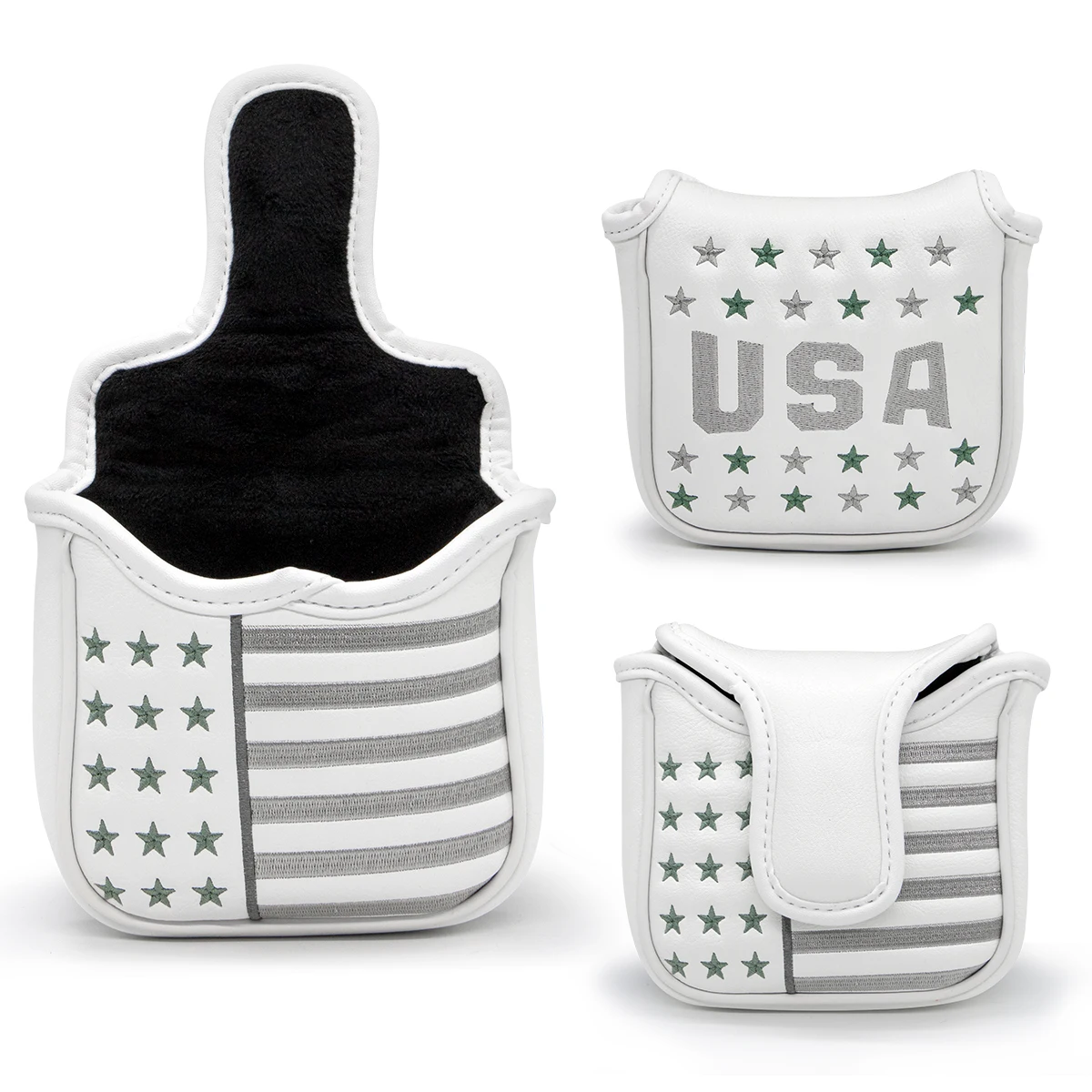 Golf Putter Cover Mallet Putter Head Cover with PU Leather Magnetic Closure and USA Star Design