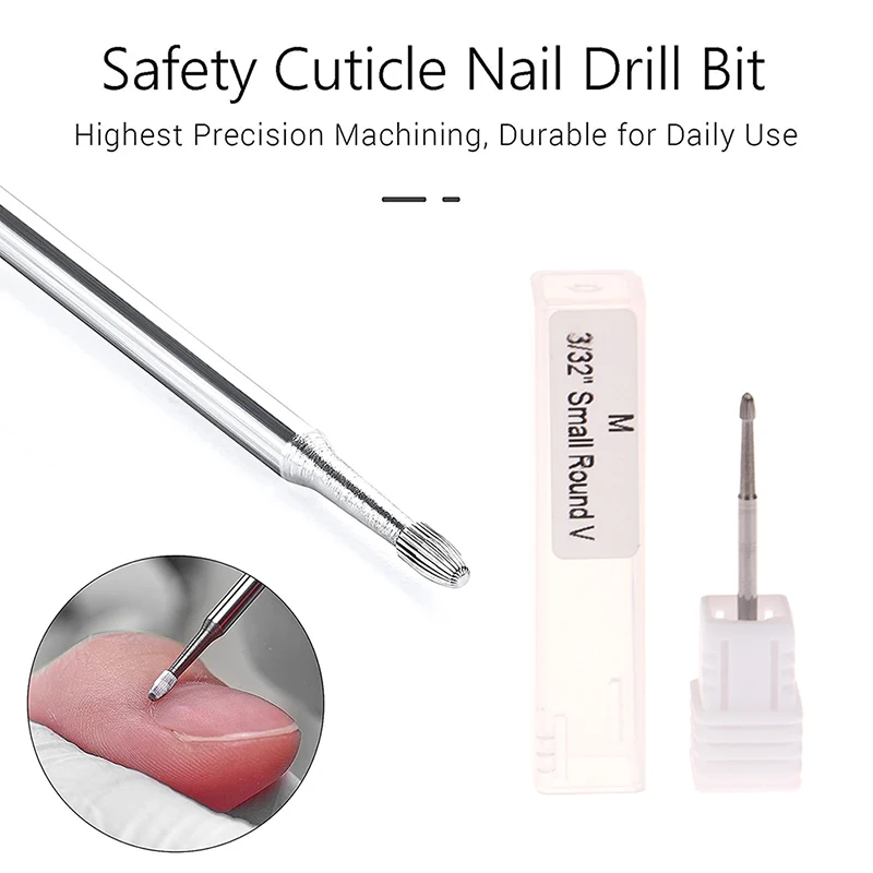 Manicure Tools Tungsten Carbide Safety Nail Drill Bit 3/32 Inch for Electric Nail File Machine Cuticle Remover