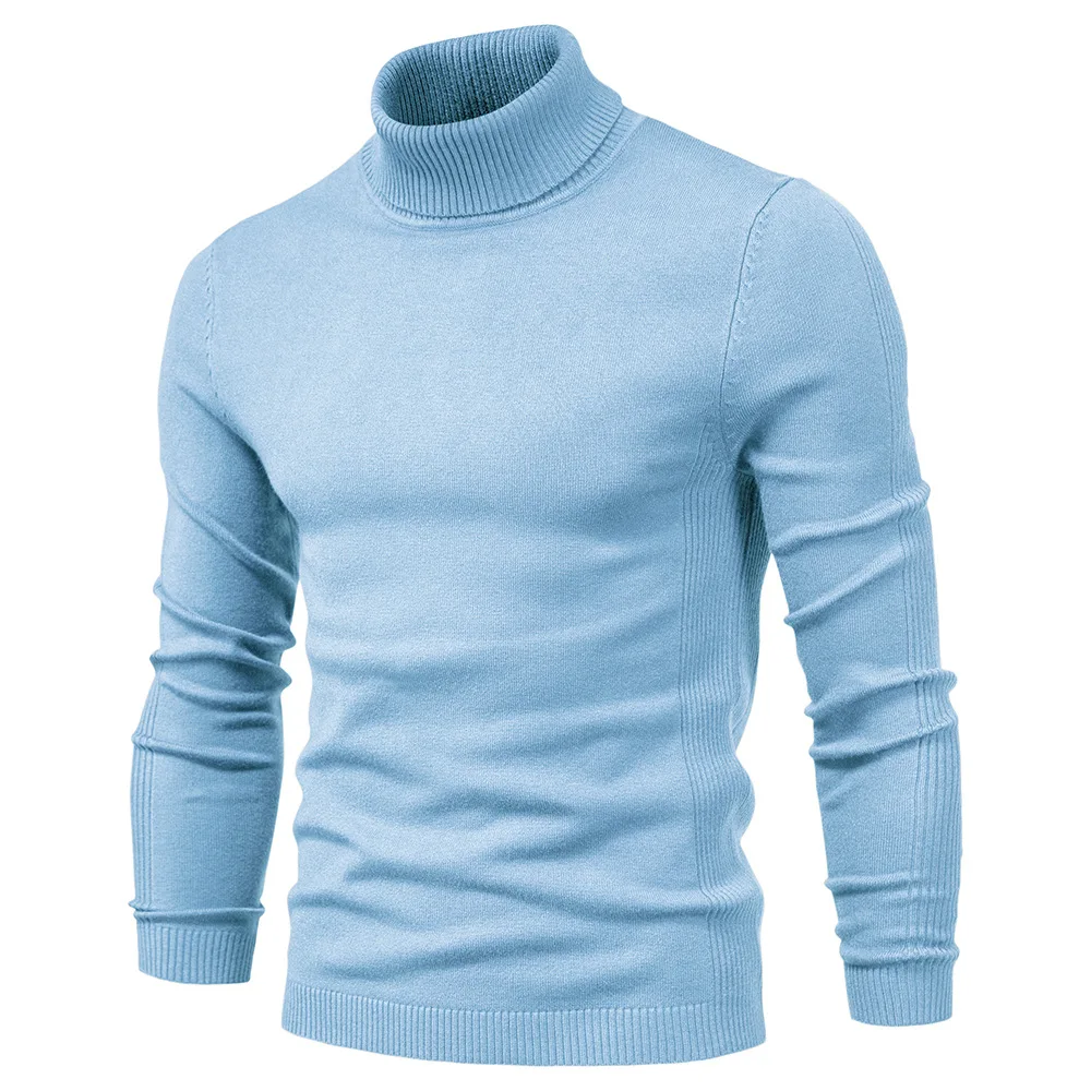 Y2K New Winter Turtleneck Thick Mens Sweaters Turtle Neck Solid Color Warm Slim Knitwear Sweaters Pullover Men Poleron Hombre