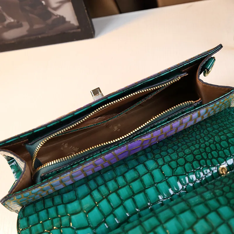 Sacs à main en cuir véritable pour femmes, motif crocodile, sac fourre-tout pour dames, sacs de messager portables initiés, mode de luxe, niche, nouveau, 2023