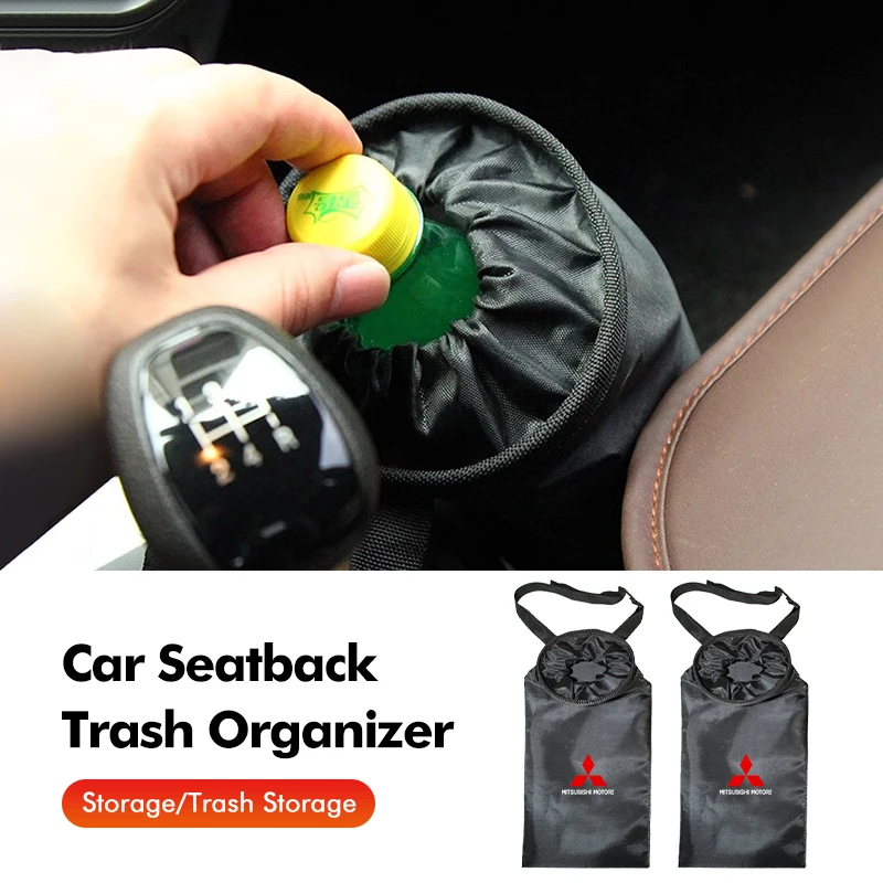Портативный мешок для мусора для автомобиля Mitsubishi, ящик для хранения на спинке сиденья, подвесной мусорный бак Outlander Lancer L200 ASX Pajero Grandis