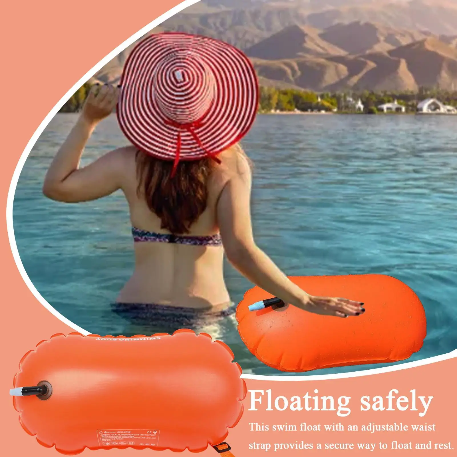 

new Outdoor Swim Safe Buoy Inflatable Life Saving Swim Buoy PVC Inflated Air Drying Bag Drift Bag For Swimming Pool Open Water