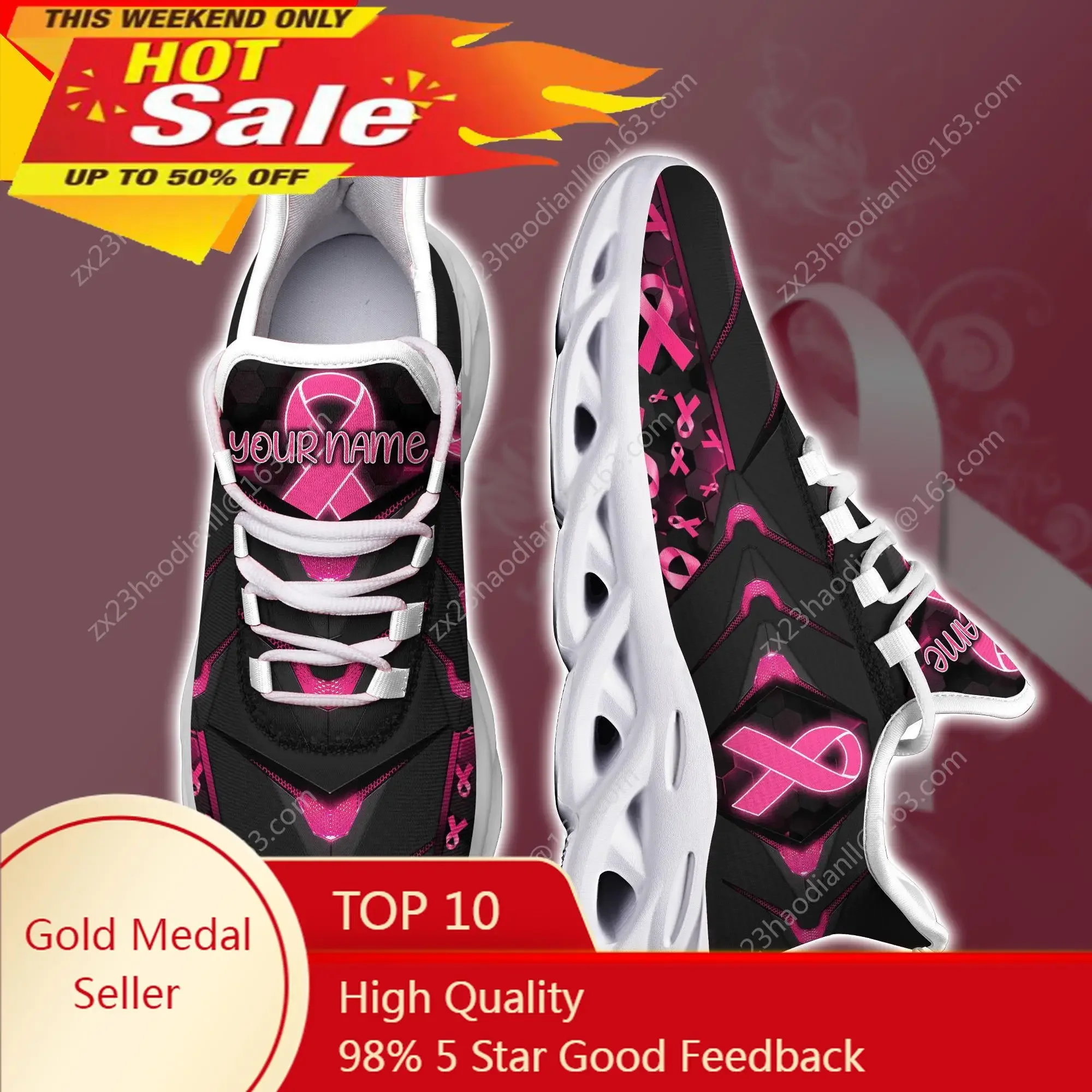 

Teen Running Shoes Breast Cancer Awareness Fall AF Mesh Sneakers Couple Brand Flats Adults Breathable Sepatu Pria
