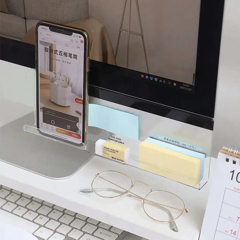 Desktop Storage Monitor Message Memo Board Desk Organizer Multifunctional Desk Side Storage Rack Acrylic Minimalism Notes Board