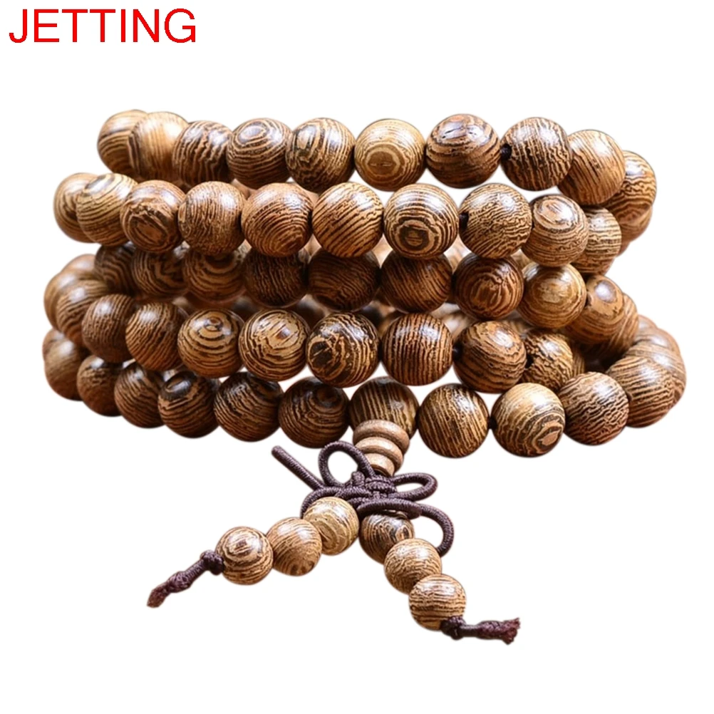 6/8mm Tibetan Lama Buddhist Prayer 108 Wood Bead Bracelets Bangles For Women Chinese Style Men Jewelry