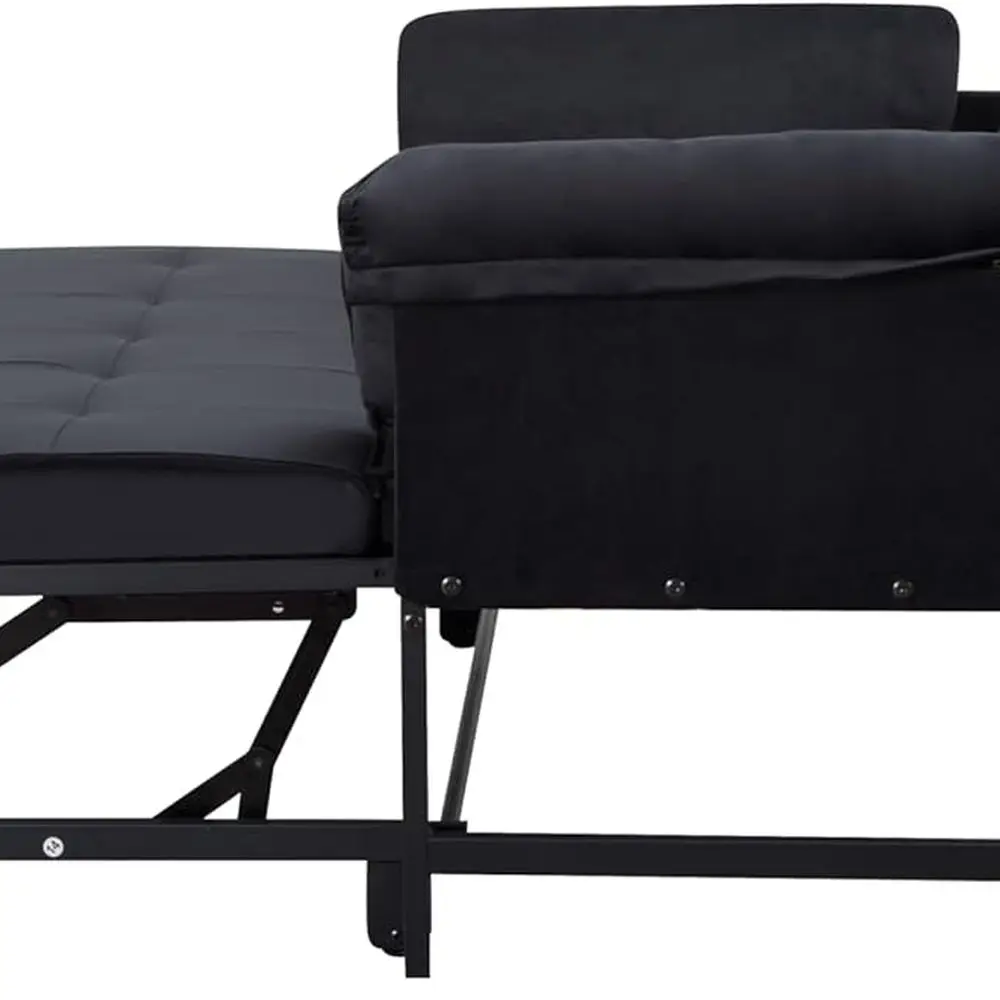 أريكة سرير مخملية مدمجة للمساحات الصغيرة: أريكة نوم قابلة للتحويل بمقعدين باللون الأسود #6