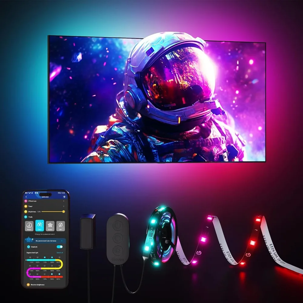 Faixa de luz de fundo LED de TV Govee, luz de fundo LED inteligente RGBIC para TVs de 40 a 50 polegadas, sincronização de música, Wi-Fi Bluetooth e controle de aplicativo, funciona com