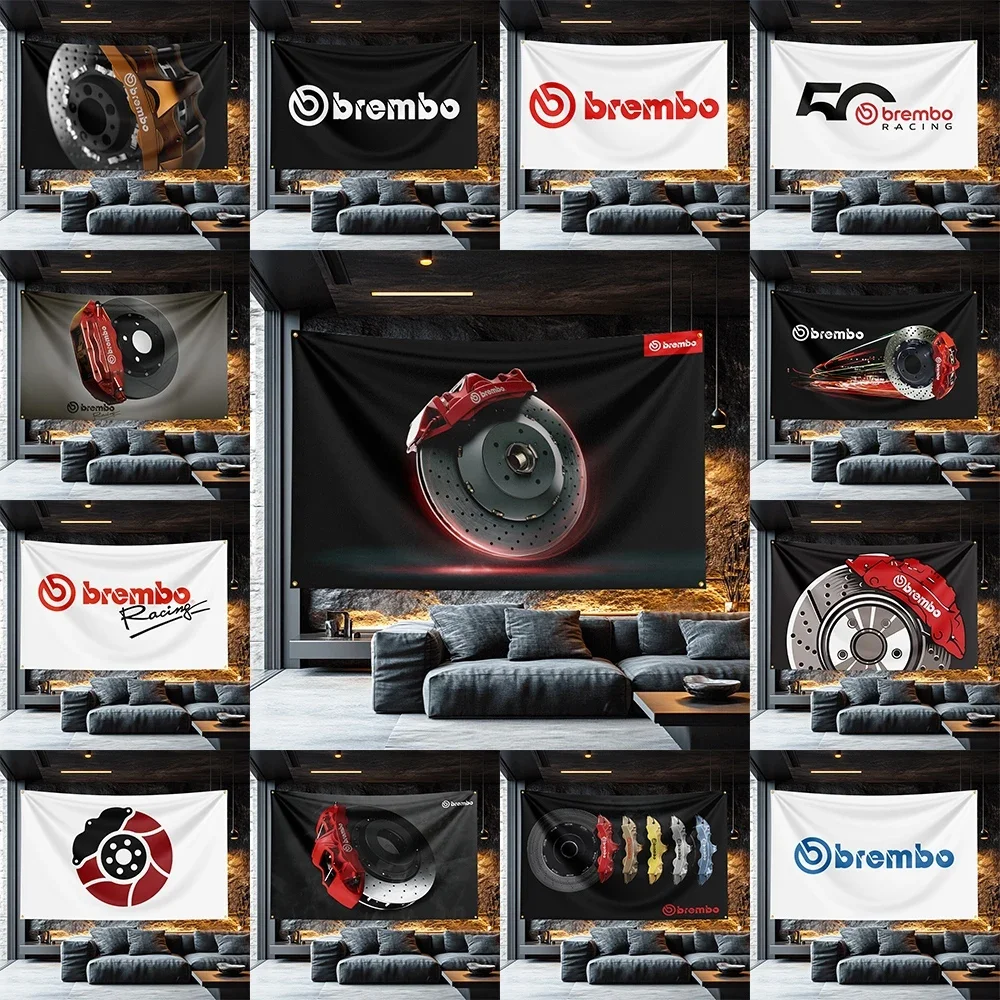 Brembo Tribute Vehicle Flag   Polyester Wall Hanging For Workshop Decor Car Lover