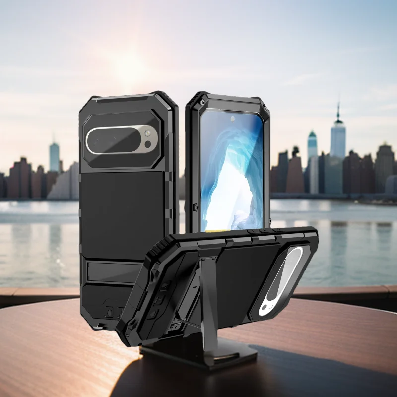 For Google Pixel 9 10 Pro XL Case Metal Heavy Duty Armor Shockproof Phone Cover With Built-in Screen Protection Full Cover Coque