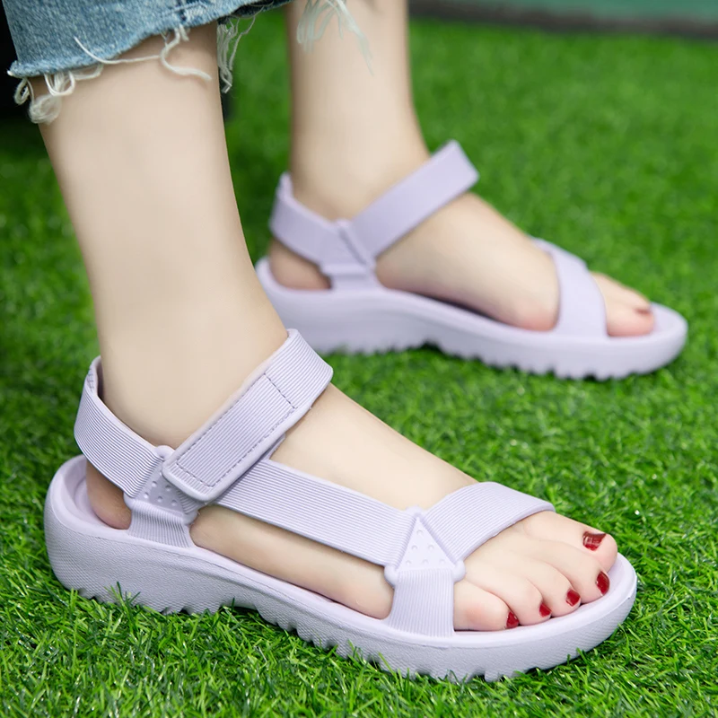 

Beach Shoes Woman 2025 Summer Sandals Woman Non-Slip Casual Multi Color Shoes Fashion Solid Open Toe Sandals Daily Comfortable