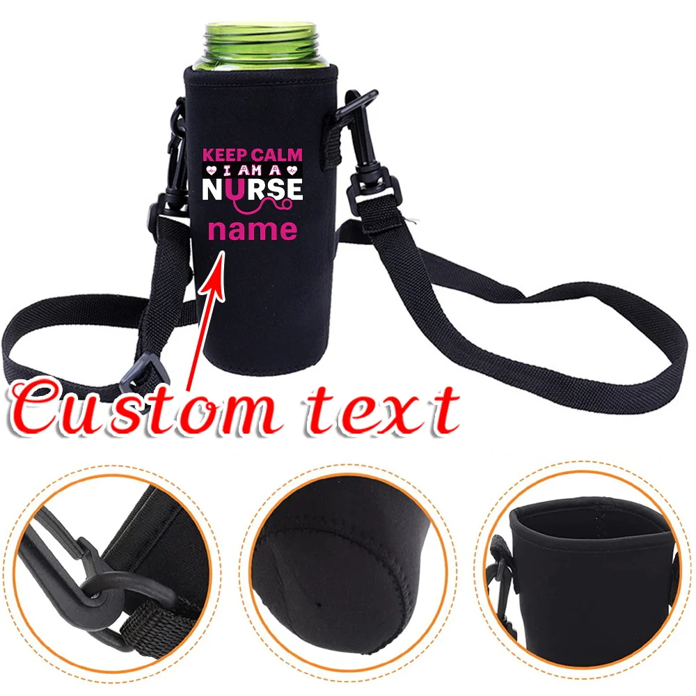 

Персонализированное имя, изоляционный чехол для стеклянной бутылки, регулируемый ремешок, чашка для воды, аксессуары для кемпинга, множественная емкость