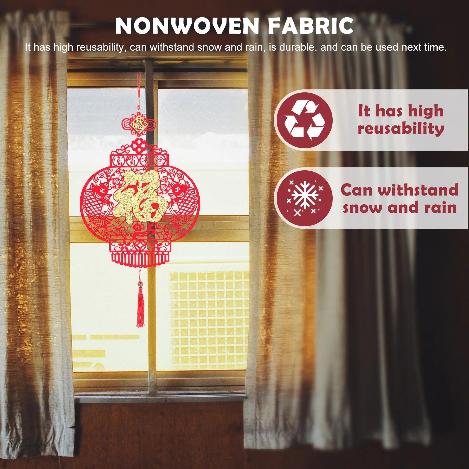 

2Pcs Hanging Decor Classic Chinese New Year Blessing Ornaments Spring Festival Door Wall Pendants Good Luck Decor