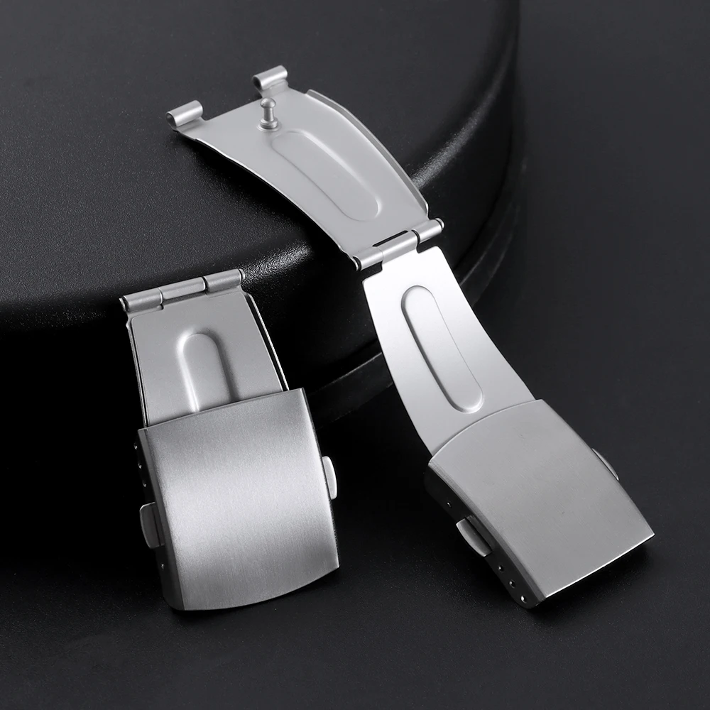 Solid Stainless Steel Double Press Buckle Watchband Buckle Watch Accessories Steel Clasp Butterfly Buckle 12/14/16/18/20mm