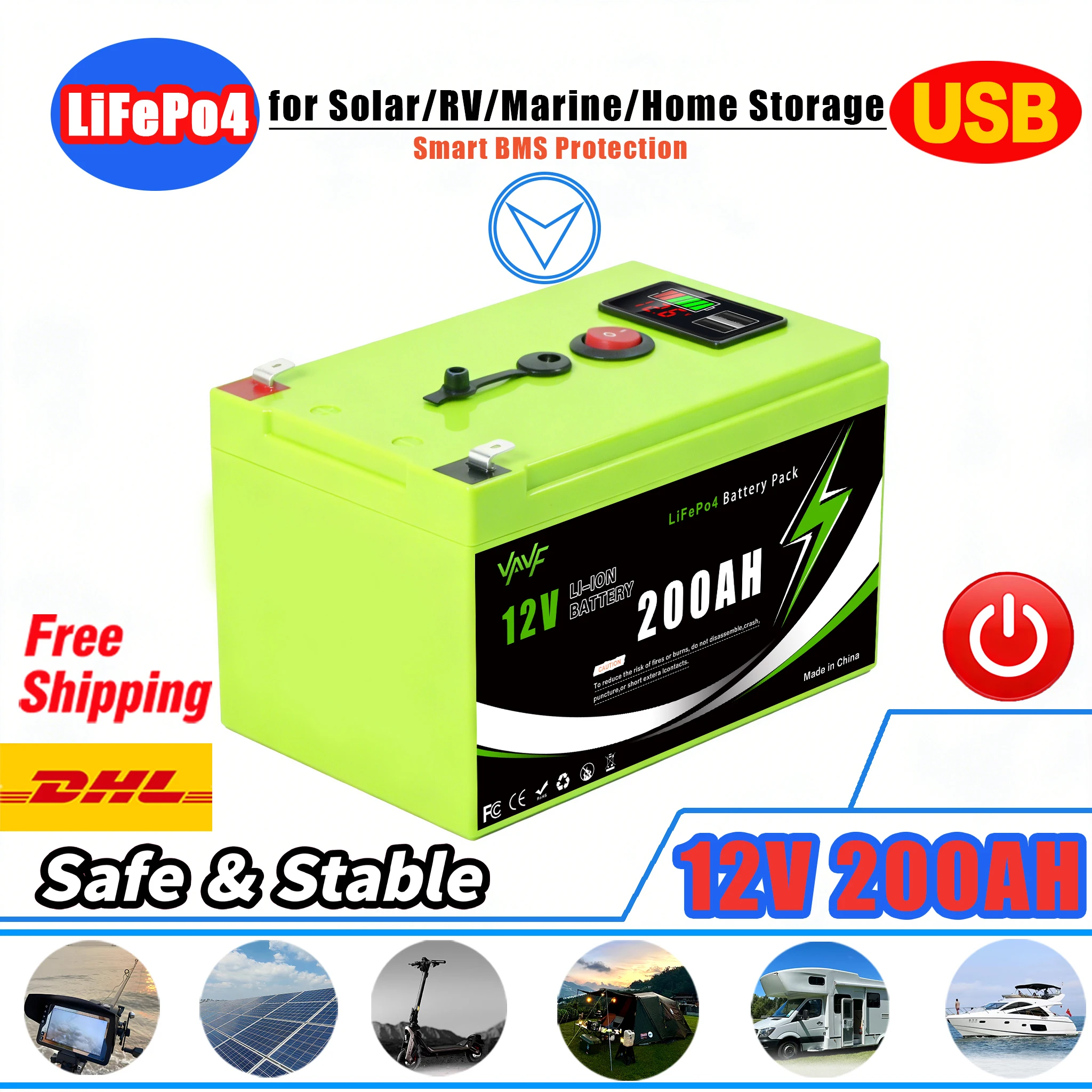 

Прочная батарея LiFePO4 глубокого цикла 12 В 200 Ач Lron Phosphate Battery ⌛️ Оптимизированный для обновляемых энергетических систем солнечной батареи