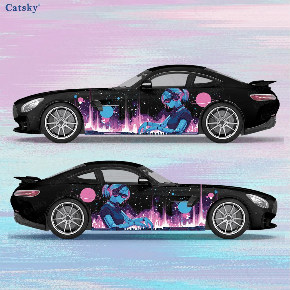 

Cyberpunk DJ Girl Cool Car Side Sticker Decoration,PVC Waterproof Scratch Resistant Decal, Car Protection, Auto Accessories Gift