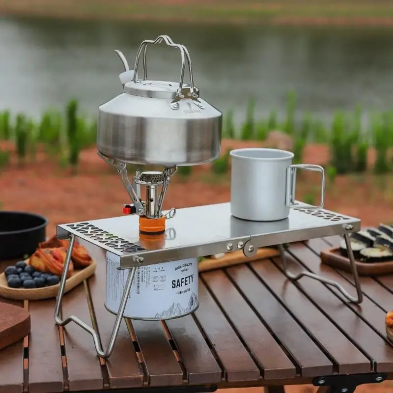1 Stück Camping Mini-Klapptisch aus Edelstahl für Outdoor-Picknick und BBQ, Tragbarer Faltbarer Teetisch