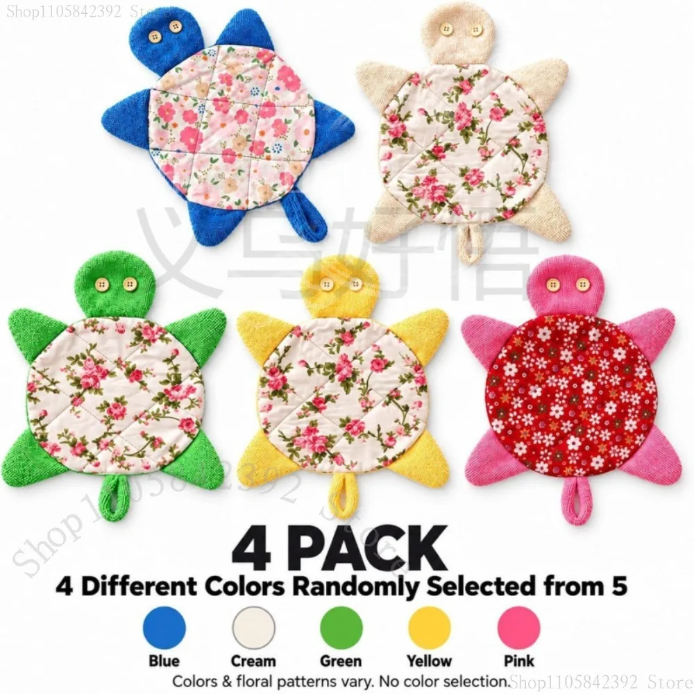 2026 Floral Print Floor Turtle Foot Mop,Reusable Cute Turtle Floor Mop,Double-Sided Turtle-Shaped Floor Cleaning Pad,Washable