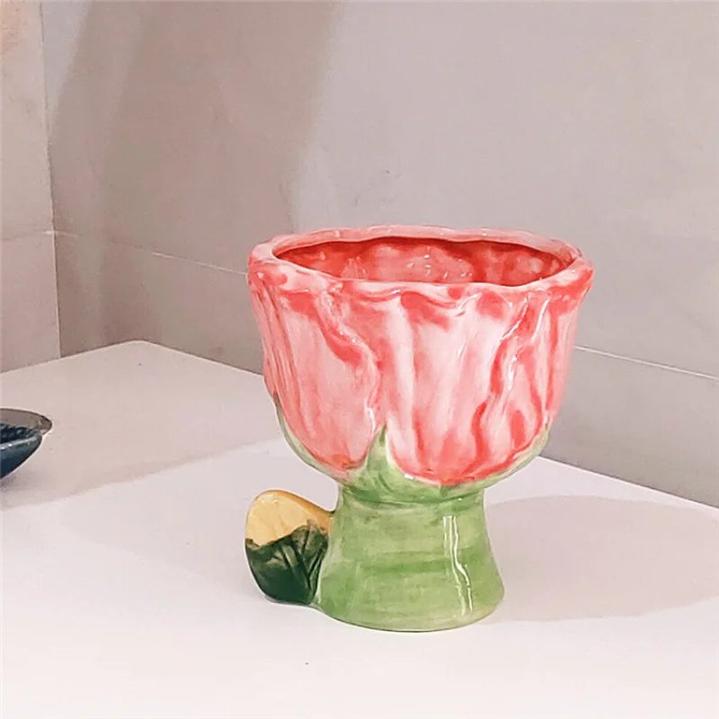 الإبداعية الخزامى السيراميك فنجان القهوة لطيف زهرة نوع كوب ماء المنزل الآيس كريم الحلوى السلطانية المعطرة شمعة الحاويات الإفطار القدح #5