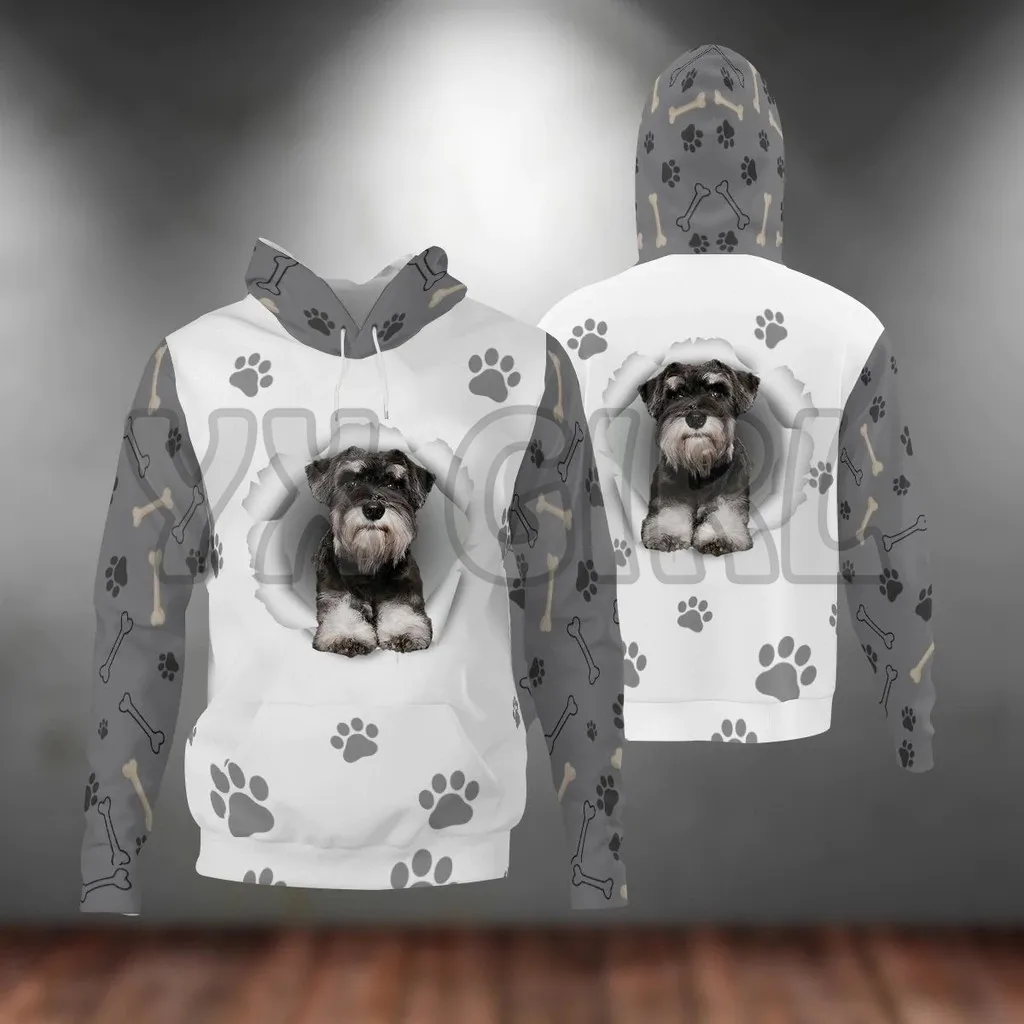 Shar Pei – sweat à capuche imprimé chien patte 3D, unisexe, pull drôle, décontracté, survêtement de rue