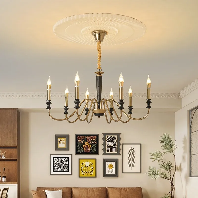 

SANDYHA Retro French Pendant Light Candle Bulb Design Chandelier for Living Room Bedroom Dining Room Decoration
