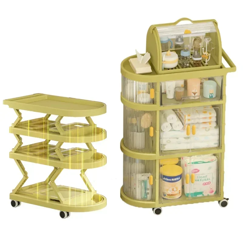 

Baby Baby Supplies Storage Folding Trolley Storage Rack Bedroom Living Room Movable Snack Floor Stroller