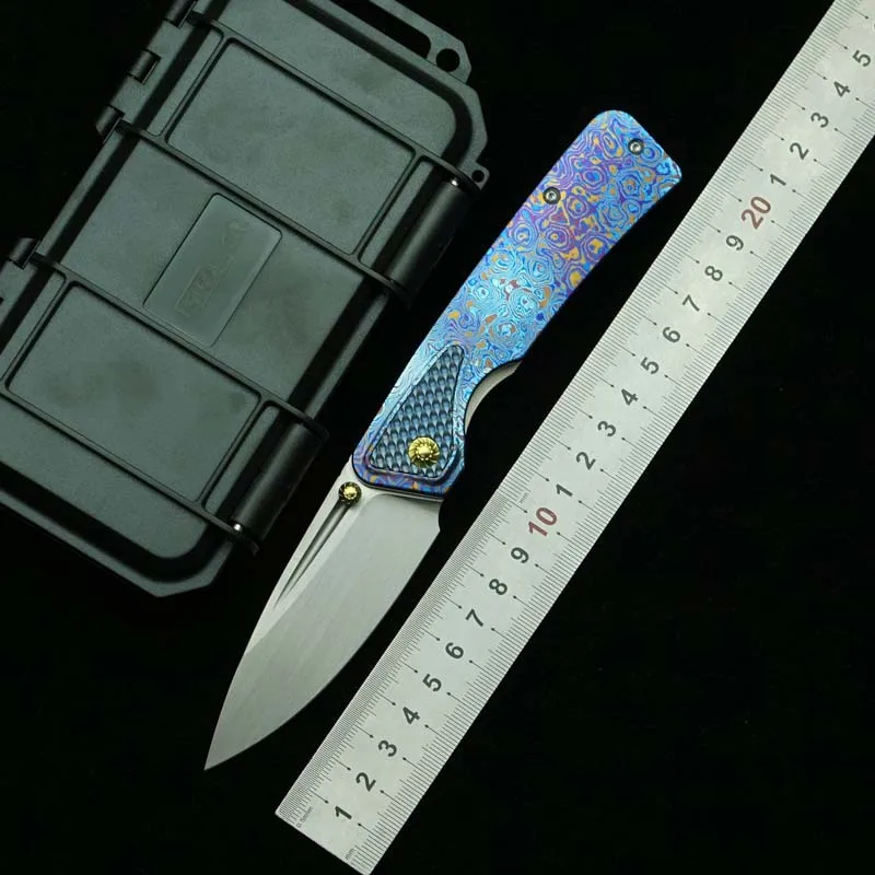 

LEMIFSHE Rattlesnake Real M390 Blade Titanium Handle Outdoor Camping Hunting Kitchen Survival Pocket EDC Tool Folding Knife