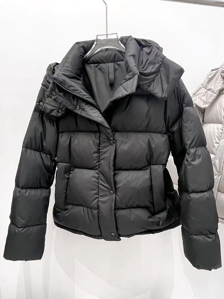 Winter 95% White Duck Down Puff Fluffy Outwears Women Oversized Hooded Warm Short Down Jacket Female Thick Zipper Down Jacket