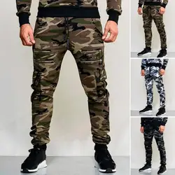 Pantaloni della tuta mimetici pantaloni Cargo da uomo con stampa mimetica con coulisse in vita tasche Multi con cerniera Slim Fit Outdoor per tutti i giorni