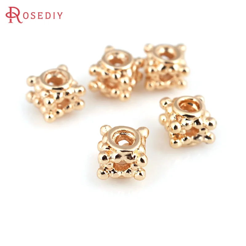 4MM 5MM 18K Gold Color Brass Cube Spacer Beads Bracelet Beads High Quality Diy Jewelry Making Supplies Accessories for Women