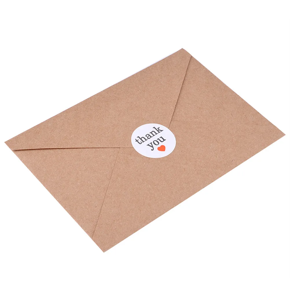 

500Pcs Heart Pattern Self Adhesive Sticker Roll Red Round Labels Thank You English Words Candy Bag Baking Packaging Decorative