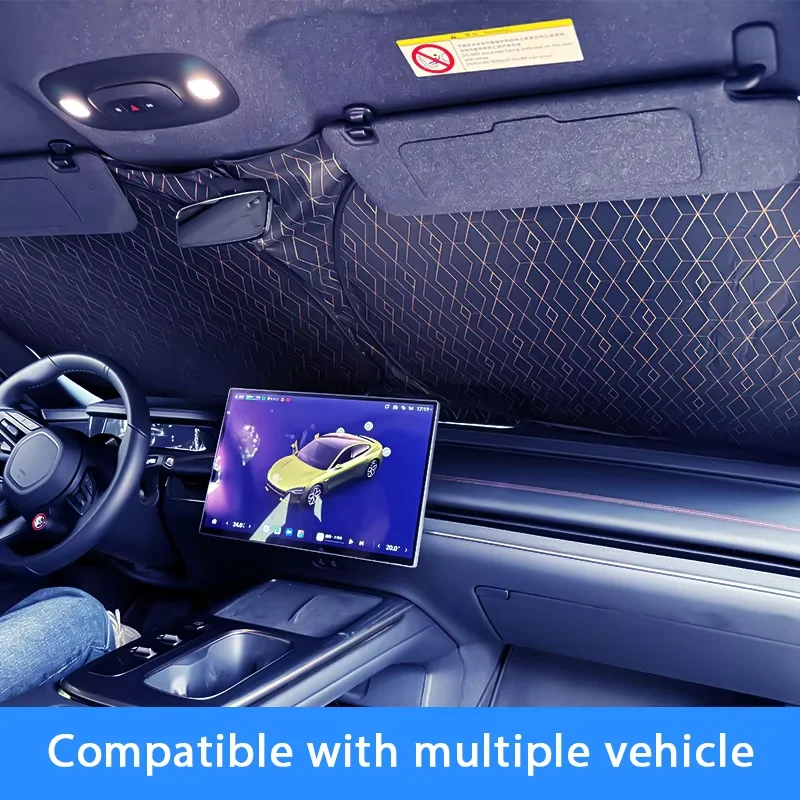 Lcars Car Front Windshield Heat-Insulating Sunshade, Laser Reflective Sun Protection, Easy to Fold and Store, Protects Against Uv Rays While Also Ensuring Privacy