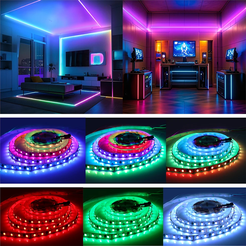 WS2811, WS2812, WS2813, WS2815 DC 5V/12V color-changing addressable and programmable LED light strips for colorful lighting