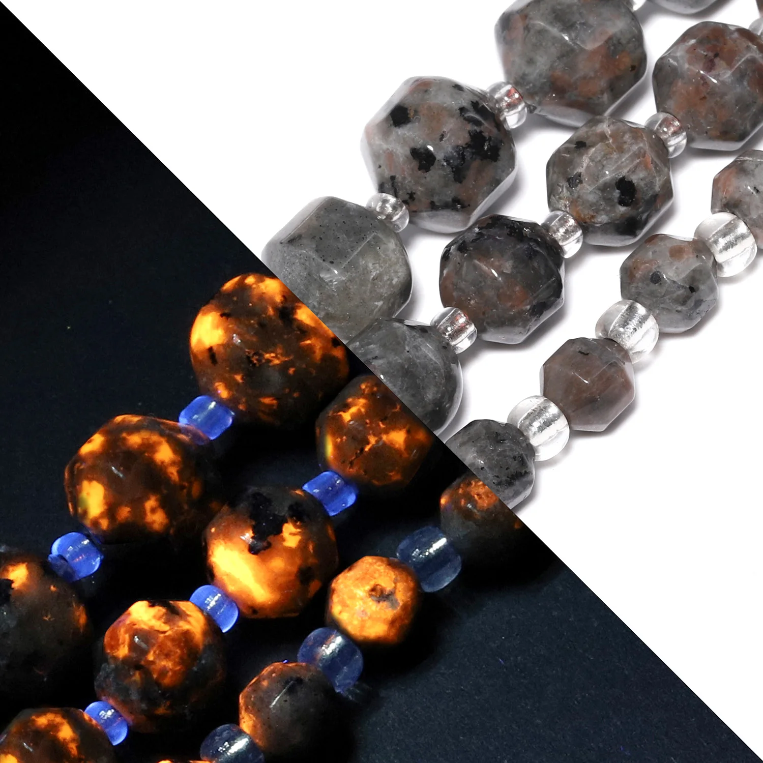 Natural Flame Stone Beads Faceted UV Glowing Yooperlite Fire Sodalite Beads for Jewelry Making Handmade DIY Necklace 6/8/10mm