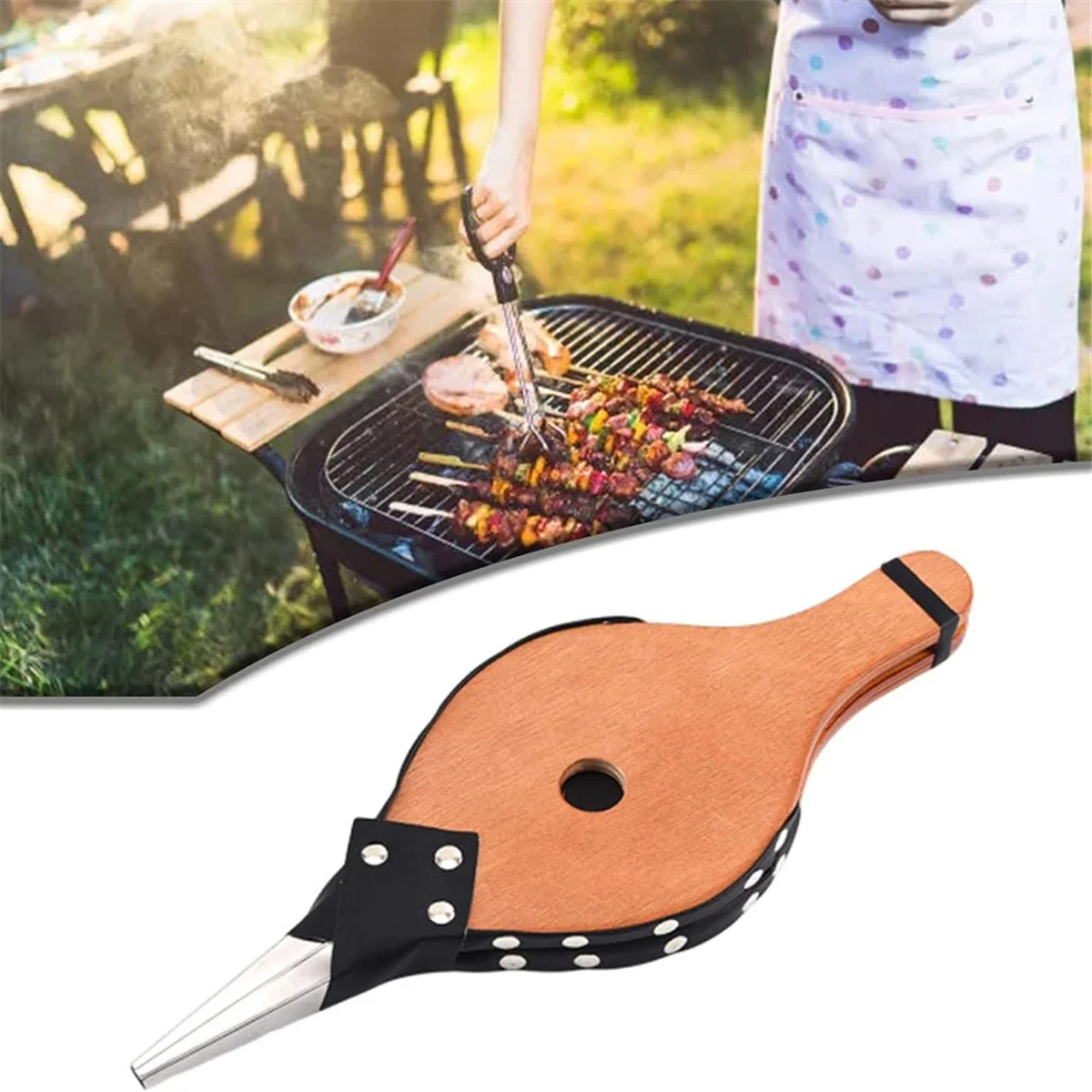 เครื่องเป่าลมพัดลมเป่าลมลมทำด้วยมือทำด้วยมือทำจากไม้แนววินเทจสำหรับเครื่องเป่าบาร์บีคิวเครื่องทำอาหารปิกนิกตั้งแคมป์กลางแจ้ง