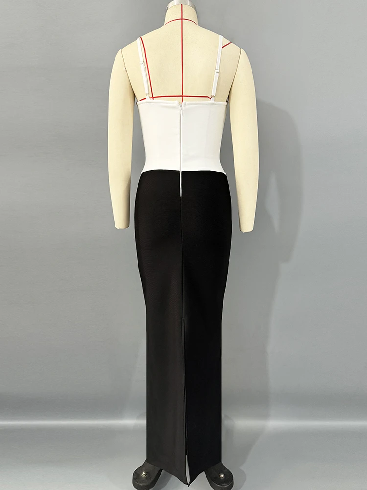 ASIIFUY ثوب طويل بأشرطة مرنة من الألماس الثقيل المزخرف للسهرات، قماش بوليستر عالي الخصر بسحاب من ASIIFUY #2