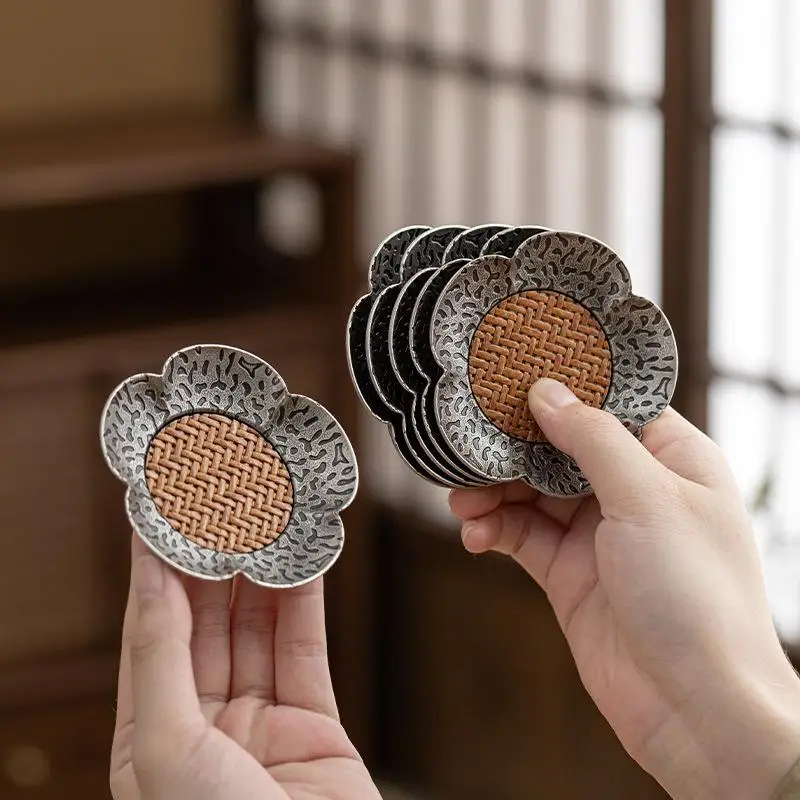 Podkładka pod kubek z rattanu, akcesoria do ceremonii parzenia herbaty, nowoczesny wystrój domu, chiński styl, zestaw do herbaty Gongfu, wyjątkowy prezent