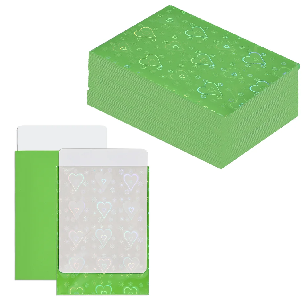 60 Stück holografische herzförmige Kartenhüllen, Standardgröße 66 x 91 mm, für TCG/MTG-Spielkarten, Idol-Foto-Sportkarten, zum Schutz von Karten – Detail 8