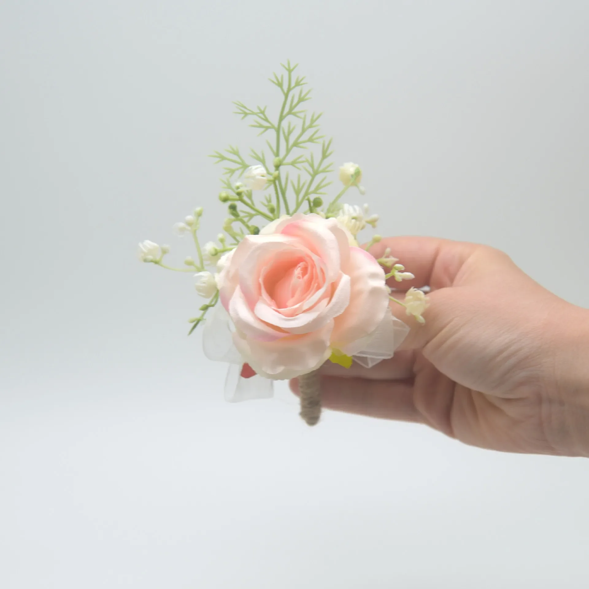 Artificial Rose Boutonniere Wedding Bride Groom Lapel Brooch Banquet Party Dress Decor Pin Guest Meeting Badge Wedding Accessory