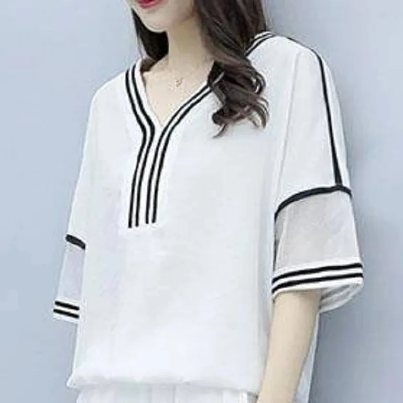 2022 Summer New V-Neck T-Shirt Casual Elastic Waist Sports Pant Suit Female Loose Size 5XL Fashion Two-Piece Sets White