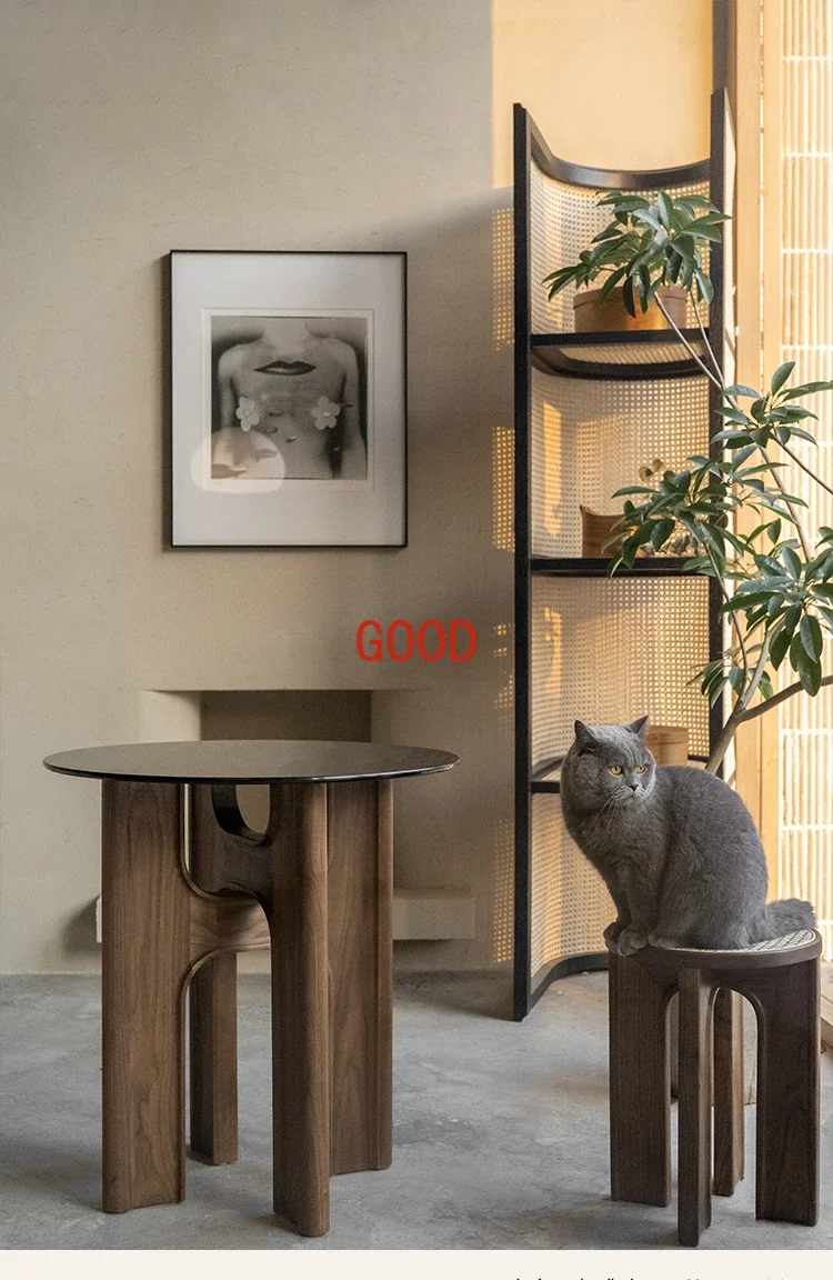 Elephant Solid Wood Coffee Table Simple Home round Black Walnut Balcony Creative