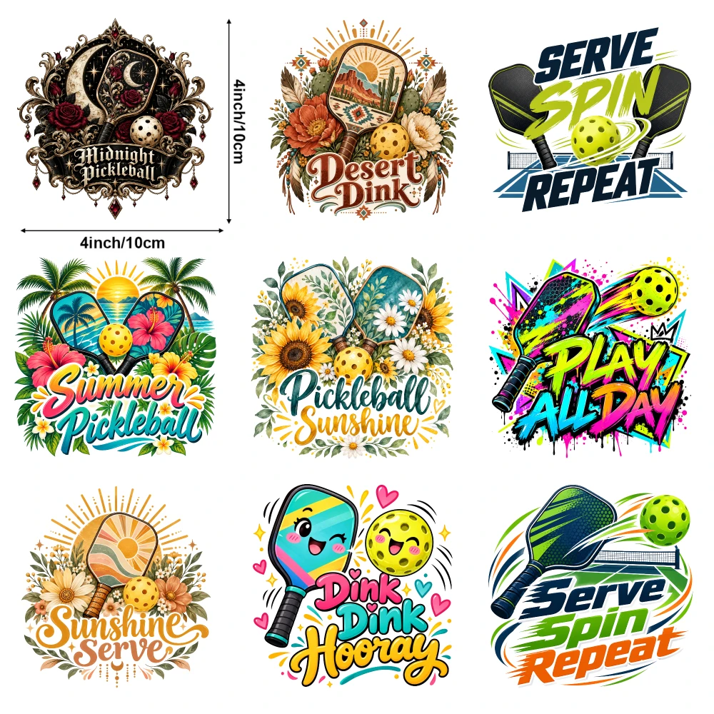 9 Pcs Pickleball Sunshine Play All Day Summer Pickleball Serve Spin Repeat Serve Spin Repeat Dink Dink Hooray
