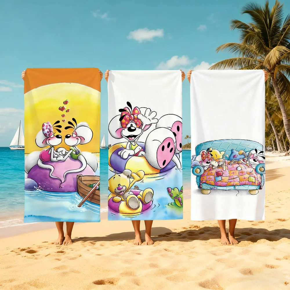 Image of D-Diddl-l Cartoon-Handtuch Großes Schnelltrocknendes Mikrofaser-Strandtuch für Reisen, Fitness, Sauna, Baden, Camping